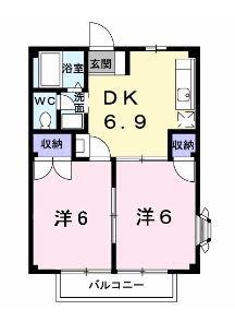 リバーサイド藤和A(2DK/2階)の間取り写真