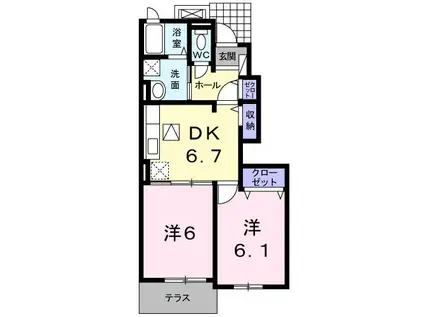 クレメントM・I(2DK/1階)の間取り写真
