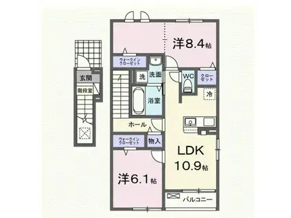 エミネント長田I(2LDK/2階)の間取り写真