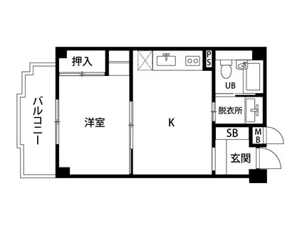 ラファイナマンション(1DK/1階)の間取り写真