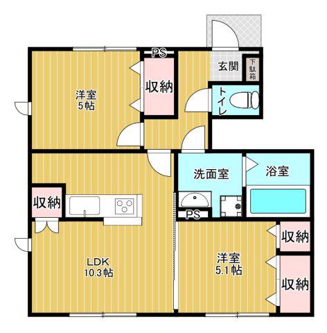 シェーンメーア(2LDK/1階)の間取り写真