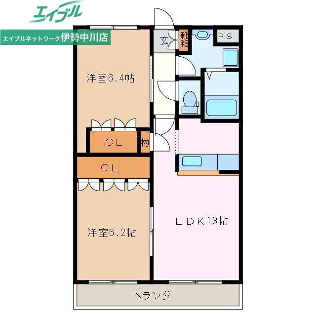 CASA RECUERDO(2LDK/1階)の間取り写真