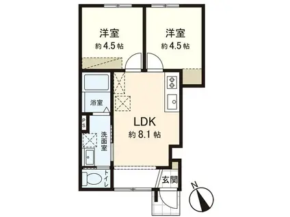 グリーンパーク南光台東(2LDK/1階)の間取り写真