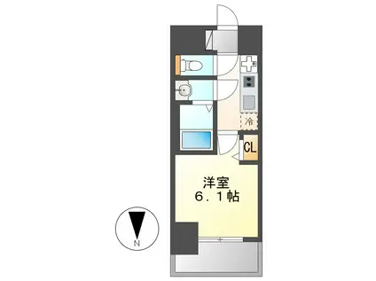 プレサンス桜山駅前アフォード(1K/2階)の間取り写真