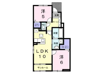 ニコリヴII(2LDK/1階)の間取り写真