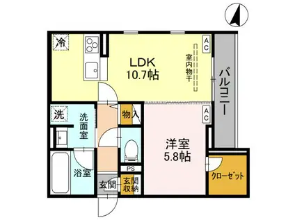 NOBLE RAFFINER北浦和(1LDK/2階)の間取り写真