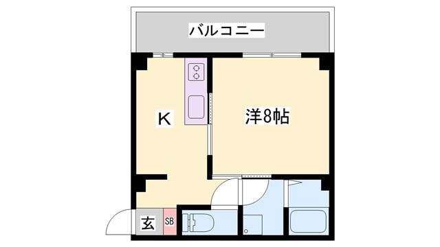 コンフォート英賀保(1K/4階)の間取り写真