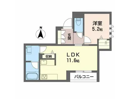 シャーメゾン 京町(1LDK/2階)の間取り写真