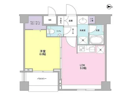 ソアラノーム北浦和(1LDK/5階)の間取り写真