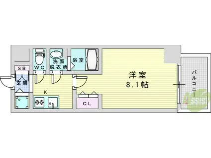 S-RESIDENCE大和田ALINE(1K/4階)の間取り写真