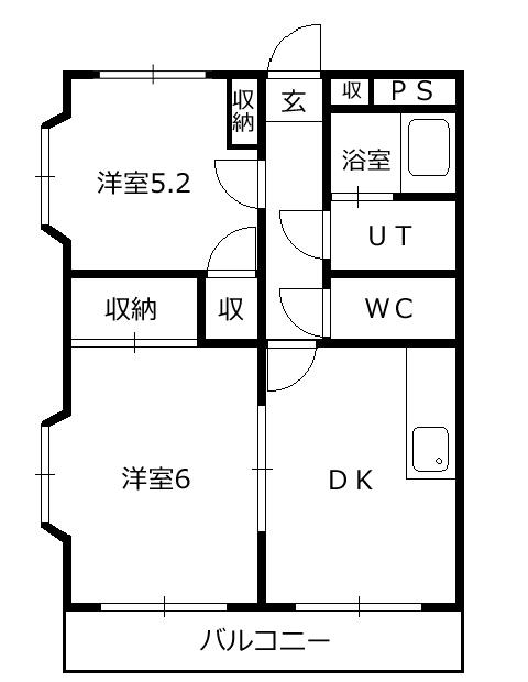 文京レジデンス(2DK/1階)の間取り写真