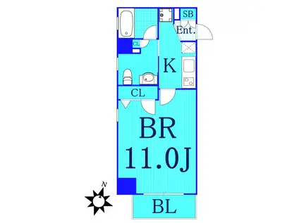 エストゥルースプラス東神奈川(1K/2階)の間取り写真
