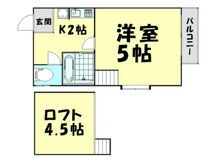 ハウス土入(1K/2階)の間取り写真