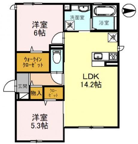 カーサ ベルシー(2LDK/2階)の間取り写真