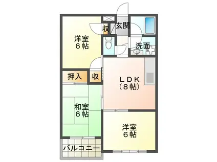 今田マンションA棟(3DK/3階)の間取り写真