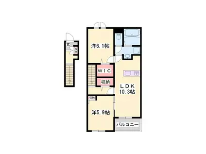 プロスぺリテIV B棟(2LDK/2階)の間取り写真