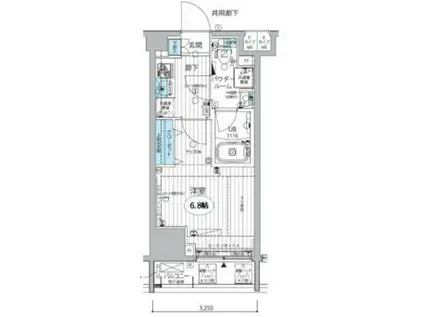 メインステージ三田アーバンスクエア(1K/9階)の間取り写真