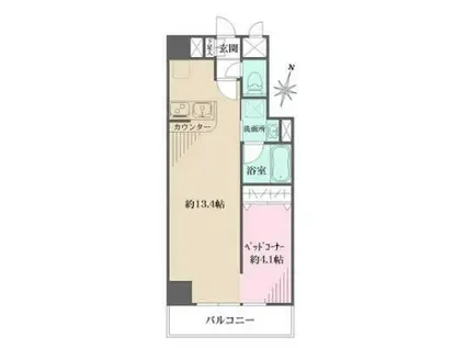 フレア・F(ワンルーム/6階)の間取り写真