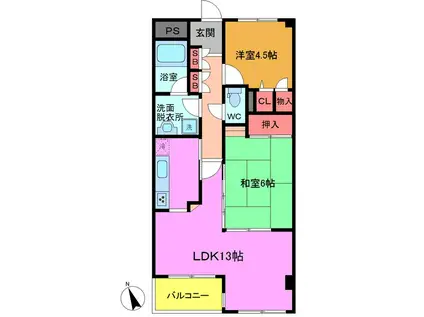 LEO弐拾八番館(2LDK/4階)の間取り写真