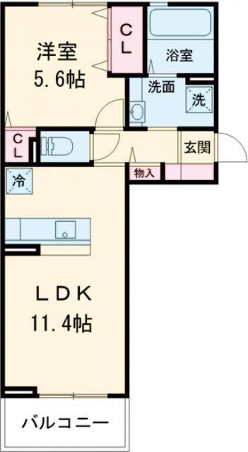 D-ROOM須屋(1LDK/2階)の間取り写真