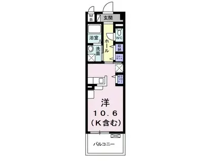 サンルミエール(1K/2階)の間取り写真