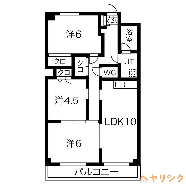 ハイツソレアード(3LDK/3階)の間取り写真