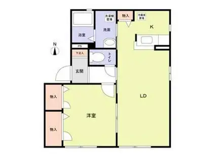 エクレール田面(1LDK/1階)の間取り写真