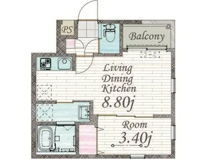 CHERIM中村公園ONYX(1LDK/1階)の間取り写真