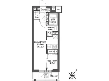 レフィールオーブ代々木(1LDK/4階)の間取り写真