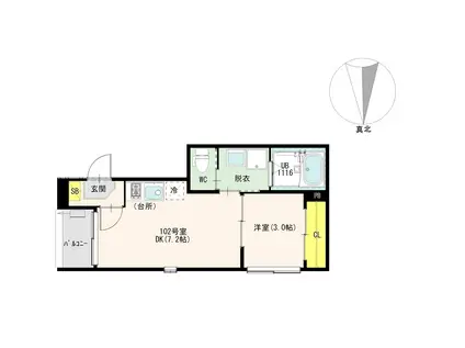 エーデルシュタイン花園伊町(1DK/3階)の間取り写真