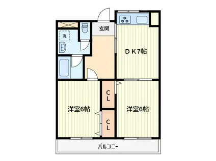 SKハイツ芝新町(2DK/8階)の間取り写真