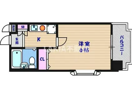 セレッソコート大阪城前(1K/10階)の間取り写真