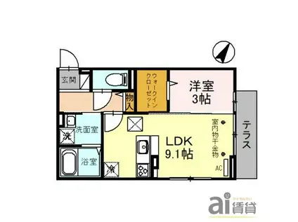 フェミヴェルテ(1LDK/3階)の間取り写真