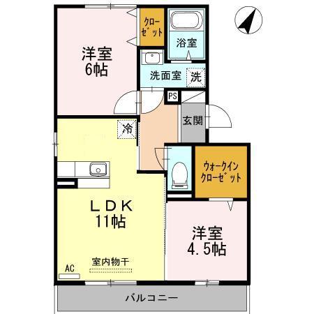 レジデンスK(2LDK/2階)の間取り写真