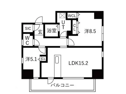 ザ・レジデンスパーク栄(2LDK/11階)の間取り写真