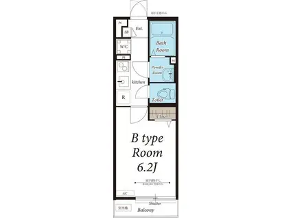 リブリ・パルク朝日町(1K/2階)の間取り写真