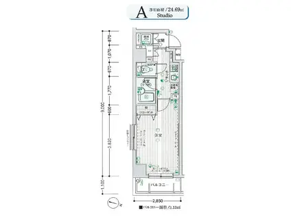 パークウェル上野毛駅前(1K/5階)の間取り写真