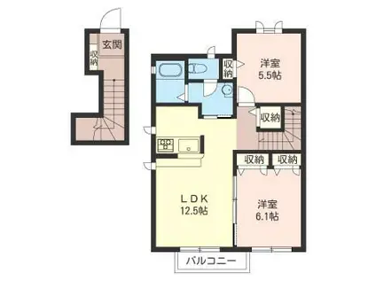 ＪＲ上越線 群馬総社駅 徒歩21分 2階建 築20年(2LDK/2階)の間取り写真
