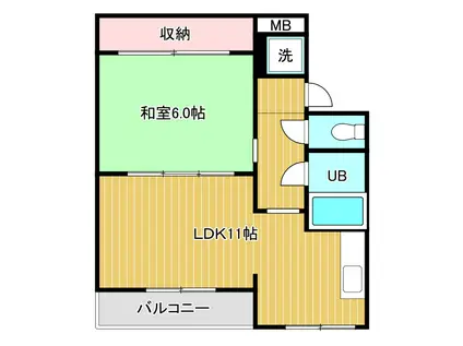 カーサ中田(1LDK/3階)の間取り写真