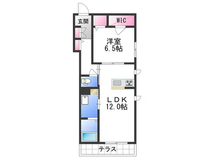 シャーメゾン黒田(1LDK/2階)の間取り写真