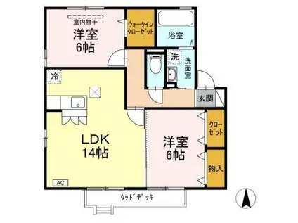 マルベリーガーデンA(2LDK/1階)の間取り写真