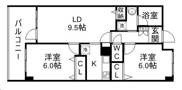 ノア本屋敷(2LDK/2階)の間取り写真