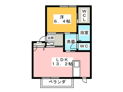 MAST TOWN神戸50 N棟(1LDK/2階)の間取り写真