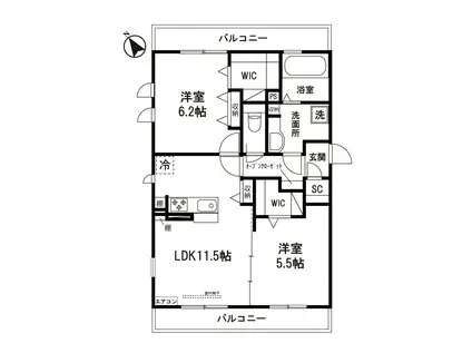 エルドール(2LDK/1階)の間取り写真