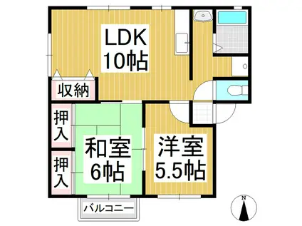 コーポあずま(2LDK/2階)の間取り写真