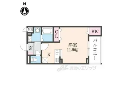 ジオコート(ワンルーム/2階)の間取り写真