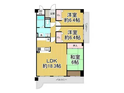 KDXレジデンス夙川ヒルズ 4番館(3LDK/1階)の間取り写真