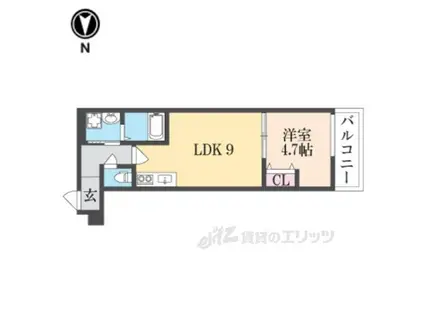 クレアール小泉東1(1LDK/3階)の間取り写真