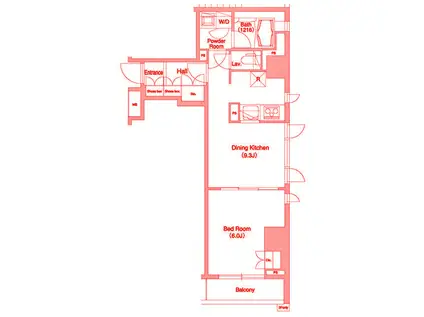 グラマシー横濱関内(1LDK/2階)の間取り写真