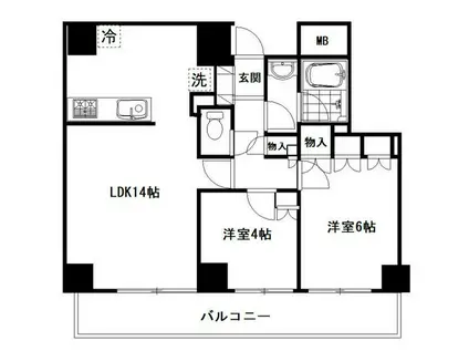 たまプラーザ西パークホームズ(2LDK/3階)の間取り写真
